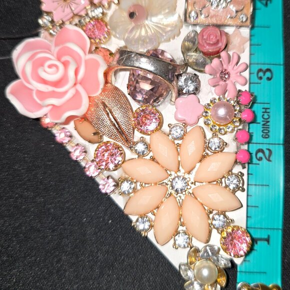 Wooden decorated Nevada Shaped Ornament created from Recycled Jewelry and items - Picture 4 of 5